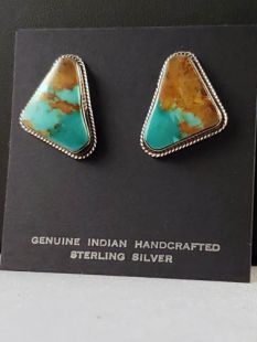 Native American Navajo Made Earrings with Turquoise 