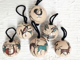 Mata Ortiz Handbuilt and Handpainted Christmas Ball Ornaments