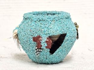 Native American Zuni Handbuilt Fetish Pot--Turquoise