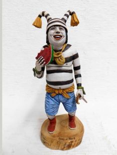 Native American Hopi Carved Clown Katsina Doll