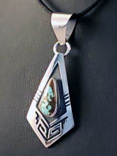 Native American Navajo Made Pendant--Overlay with Turquoise