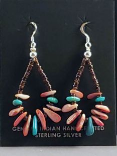 Native American Navajo Made Earrings with Turquoise and Spiny 