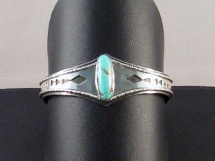 Native American Navajo Made Cuff Bracelet with Turquoise