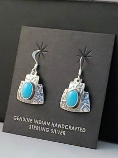 Native American Navajo Made Earrings with Turquoise