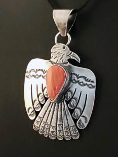Native American Navajo Made Eagle Pendant with Spiny Oyster