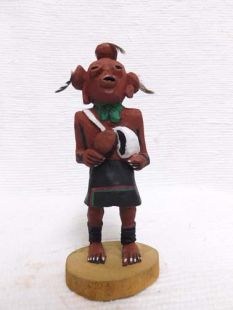 Native American Hopi Carved Mudhead Kachina Doll (Katsina Doll) with Flour Sack
