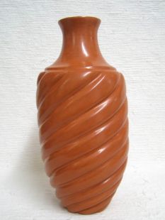 Native American Jemez Handbuilt Traditional Tall Melon Vase