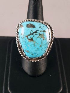 Native American Navajo Made Ring with Turquoise 