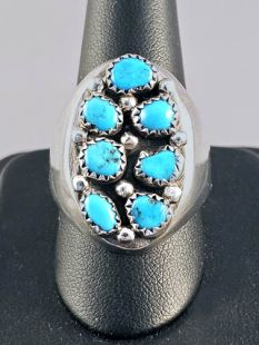 Native American Navajo Made Ring with Turquoise