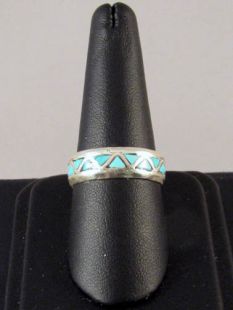 Native American Zuni Made Wedding Bands with Turquoise 