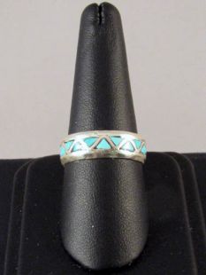 Native American Zuni Made Wedding Bands with Turquoise 