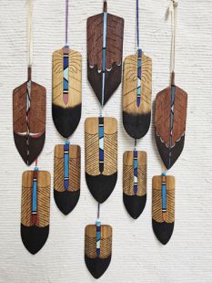 Native American Hopi Carved Prayer Feathers