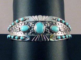 Native American Navajo Made Cuff Bracelet with Turquoise