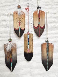 Native American Hopi Carved Prayer Feathers