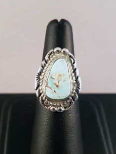 Native American Navajo Made Ring with Turquoise