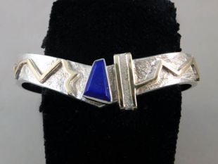 Vintage Native American Navajo Made Cuff Bracelet with Lapis