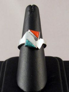 Vintage Native American Navajo Made Ring with Turquoise and Coral