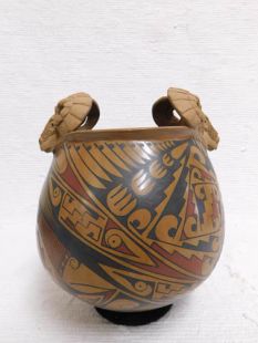 Mata Ortiz Handbuilt and Handpainted Pot with Ram Effigy