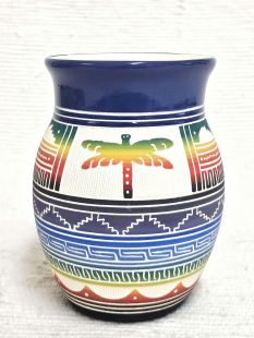 Native American Navajo White Clay Pot with Dragonfly