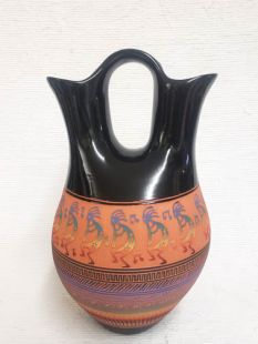Native American Navajo Red Clay Wedding Vase with Kokopelli