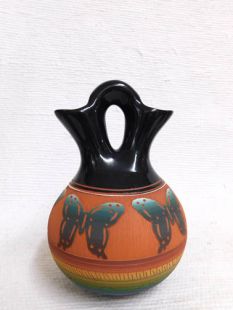 Native American Navajo Red Clay Wedding Vase with Butterflies