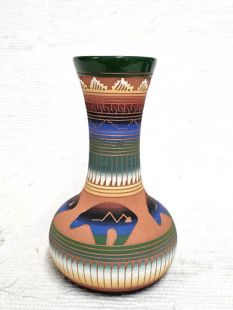 Native American Navajo Red Clay Vase with Bears