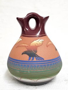 Native American Navajo Red Clay Wedding Vase with Eagles