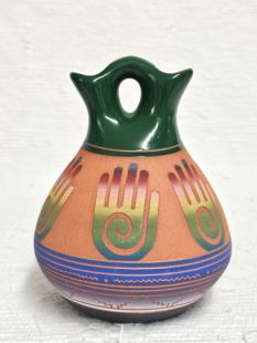 Native American Navajo Red Clay Wedding Vase with Healing Hand