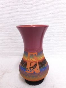 Native American Navajo Red Clay Vase with Kokopelli