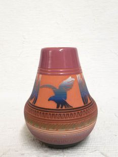 Native American Navajo Red Clay Pot with Eagle