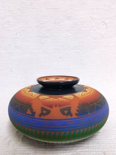 Native American Navajo Red Clay Smoke Pot with Butterfly