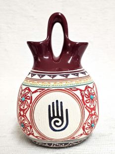 Native American Navajo White Clay Four Corners Wedding Vase 