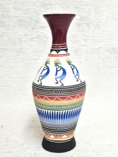 Native American Navajo White Clay Vase with Kokopelli