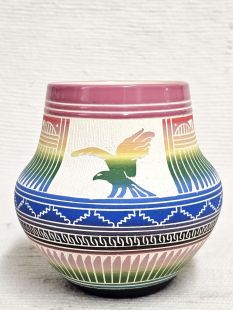 Native American Navajo White Clay Pot with Eagle