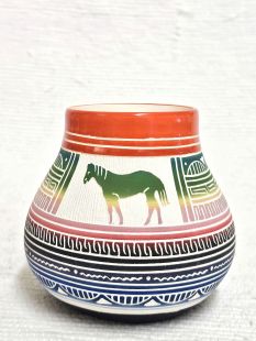 Native American Navajo White Clay Pot with Horse