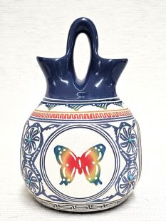 Native American Navajo White Clay Four Corners Wedding Vase 
