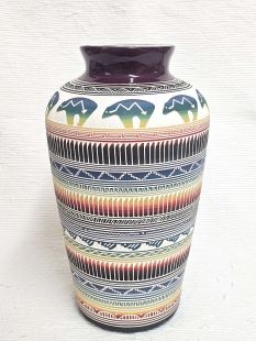 Native American Navajo White Clay Vase with Bears