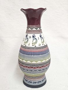 Native American Navajo White Clay Vase with Kokopelli