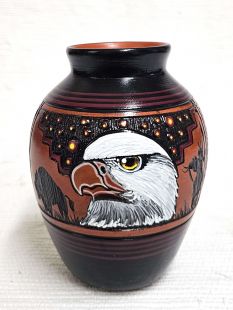 Native American Navajo Red Clay Pot with Eagle