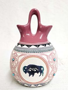 Native American Navajo White Clay Four Corners Wedding Vase 