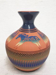 Native American Navajo Red Clay Smoke Pot with Horse