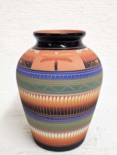 Native American Navajo Red Clay Pot with Dragonfly