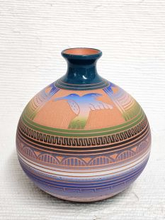 Native American Navajo Red Clay Pot with Hummingbird