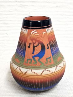 Native American Navajo Red Clay Vase with Kokopelli