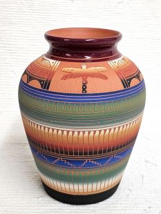 Native American Navajo Red Clay Pot with Dragonfly