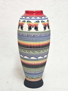 Native American Navajo White Clay Vase with Butterflies