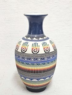 Native American Navajo White Clay Vase with Healing Hands
