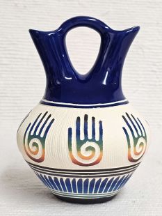 Native American Navajo Red Clay Wedding Vase with Healing Hand