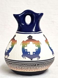 Native American Navajo White Clay Wedding Vase with Turtles