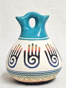 Native American Navajo Red Clay Wedding Vase with Healing Hand